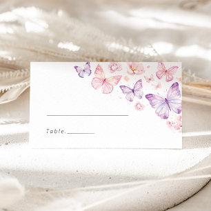 Pink Purple Butterfly Baby Shower Place Card