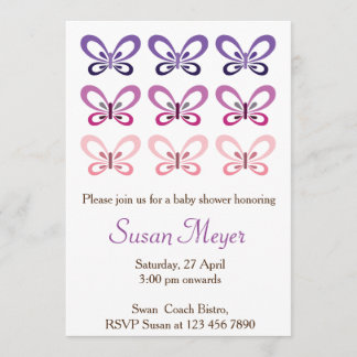 Pink Purple Butterfly Babyshower invitation