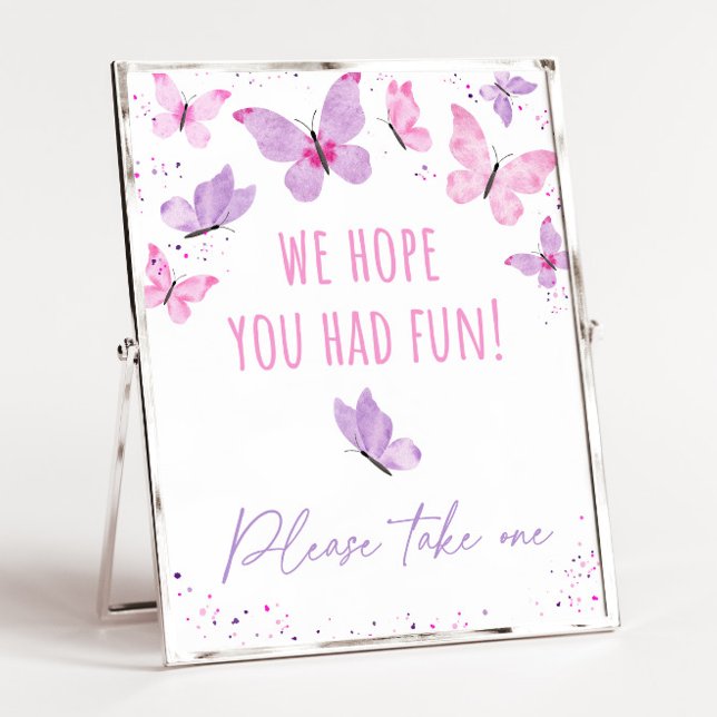 Pink Purple Butterfly Birthday Favour Sign (Creator Uploaded)