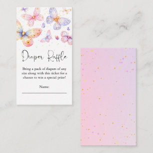 Pink Purple Butterfly Diaper Raffle Enclosure Card