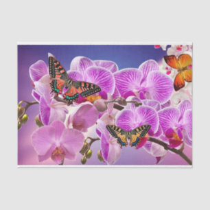 Pink purple butterfly orchid flower watercolor tissue paper