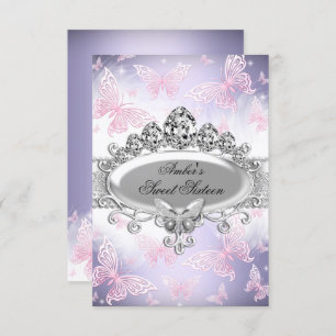 Pink & Purple Butterfly Sweet Sixteen Invite