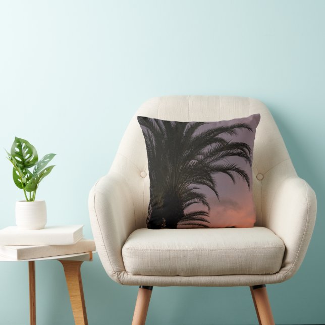 Pink Purple Caribbean Sunset Palm Tree 1 Cushion (Chair)