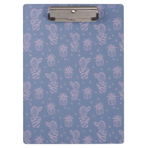 Pink & Purple Cartoon Cactus Pattern Clipboard