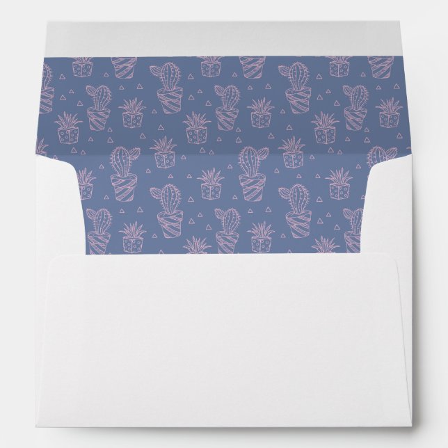 Pink & Purple Cartoon Cactus Pattern Envelopes (Back (Bottom))
