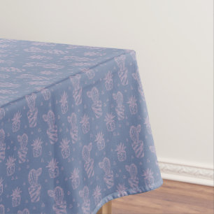 Pink & Purple Cartoon Cactus Pattern Tablecloth