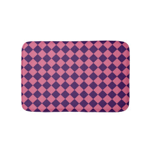 Pink Purple Chequered Diamond Pattern Bath Mat