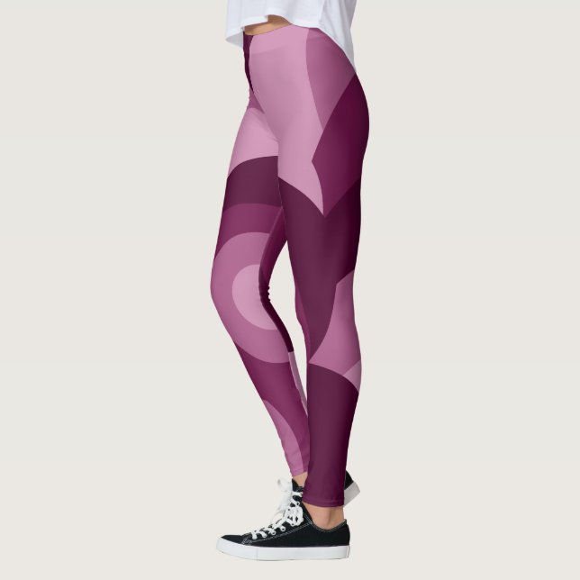 pink purple circles geometric pattern leggings (Left)