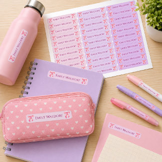 Pink & Purple Clothing School Labels with Bow