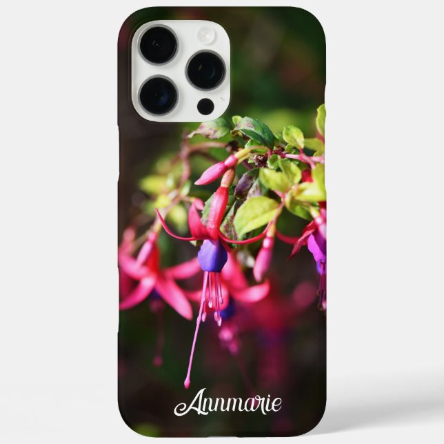 Pink Purple Colorful Fuchsia Flower Initials Case-Mate iPhone Case (Back)