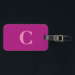 Pink Purple Colourful Monogram Initial Gift Favour Luggage Tag<br><div class="desc">Monogrammed initial and also personal details all of which you can edit. Designed with attractive solid pink purple colour background,  you can change the colour if you wish. Cool travel gift idea for him or her.</div>
