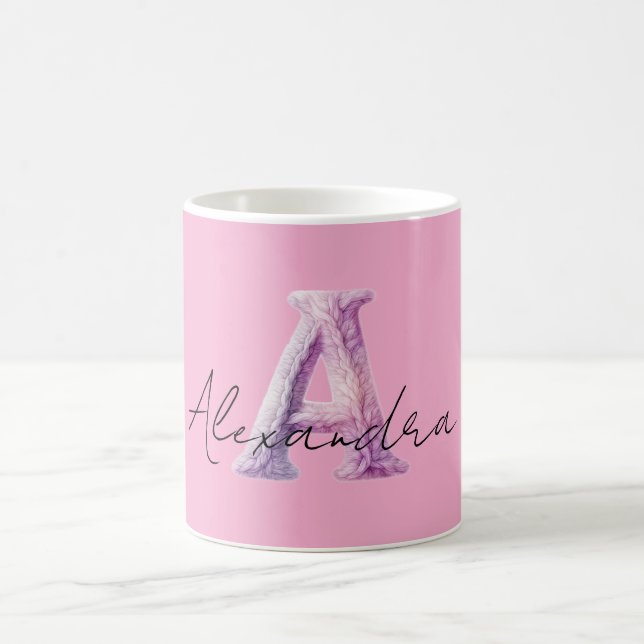Pink Purple Cosy A Name Coffee Mug (Center)