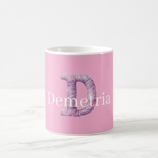Pink Purple Cosy D Printed Name  Coffee Mug (Center)
