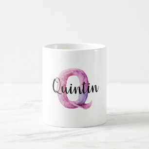 Pink Purple Cosy Letter Q Name Coffee Mug