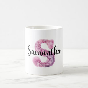 Pink Purple Cosy Letter S Name Coffee Mug