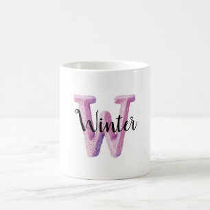 Pink Purple Cosy Letter W Name Coffee Mug