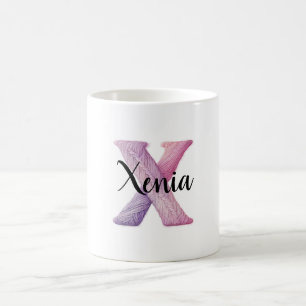 Pink Purple Cosy Letter X Name  Coffee Mug