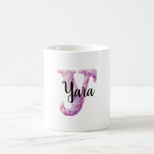 Pink Purple Cosy Letter Y Name Coffee Mug