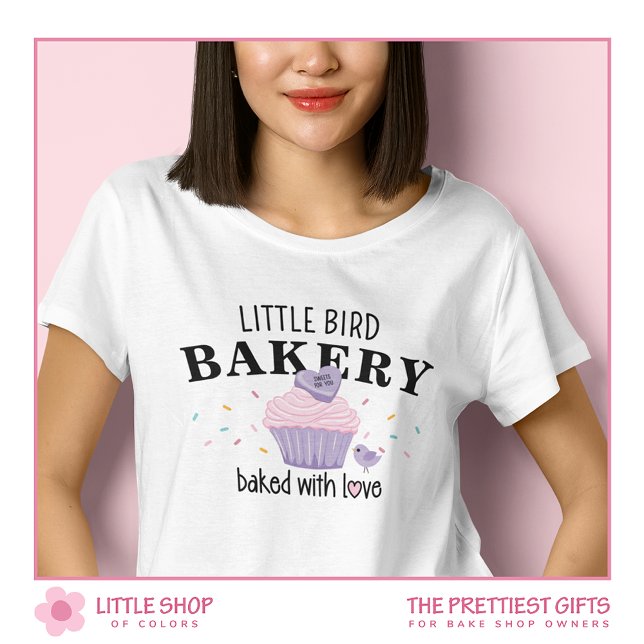 Pink Purple Cupcake Customisable Bakery T-Shirt (Creator Uploaded)