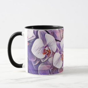 Pink purple cute orchid flowers drawing mug