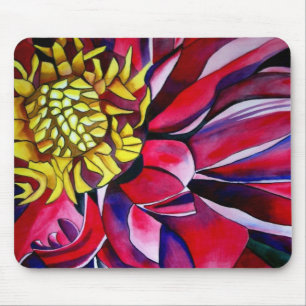 Pink purple Dahlia flower watercolor abstract art Mouse Pad