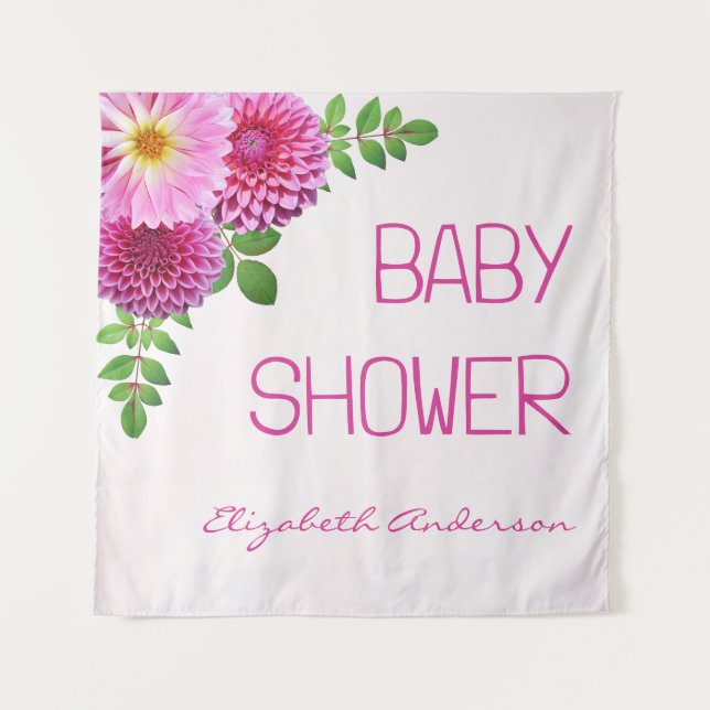 Pink Purple Dahlia Girl Baby Shower Tapestry (Front)