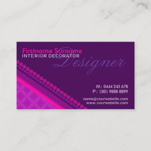 Pink Purple Damask Dots Style Designer Business Ca Card