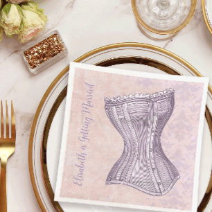Pink Purple Damask Victorian Corset Vintage Style  Napkin