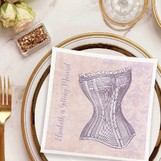 Pink Purple Damask Victorian Corset Vintage Style  Napkin