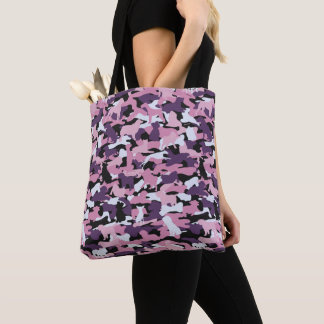 Pink/Purple Dog & Bone Camo Printed Tote