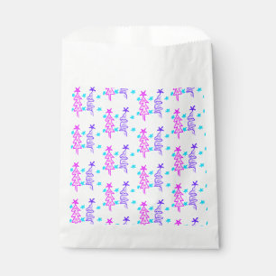 Pink Purple doodle christmas tree stars holiday pa Favour Bags