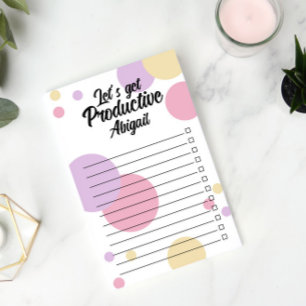Pink Purple Dots Let's Get Productive Checkbox Post-it Notes