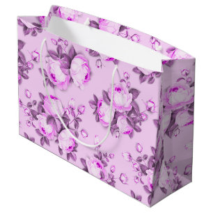 pink purple elegant floral large gift bag