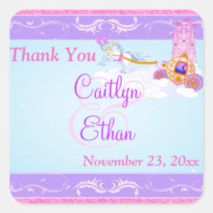 Pink, Purple Fairy Tale Wedding Favour Sticker 2