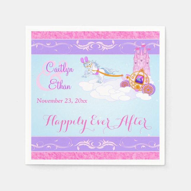 Pink, Purple Fantasy Fairytale Wedding Napkins (Front)