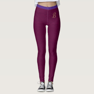 Pink Purple Fashion Linen Texture Custom Initial Leggings