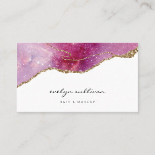 pink purple faux sparkle agate business card