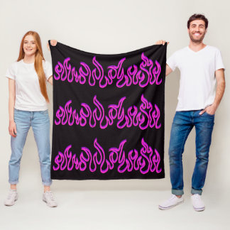 Pink Purple Fire Flames Blaze Outline Fleece Blanket