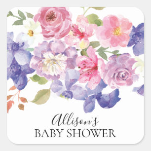 Pink & Purple Floral Baby Shower Envelope Seal