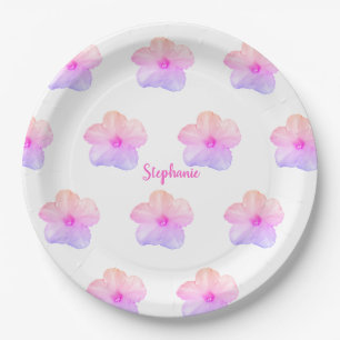 Pink Purple Floral Birthday Wedding Bridal Shower Paper Plate