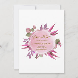 Pink Purple Floral Botanical Wedding Save The Date