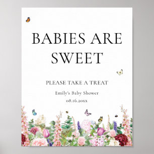 Pink Purple Floral Butterflies Babies are Sweet Poster