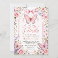 Pink Purple Floral Butterfly Baby Shower