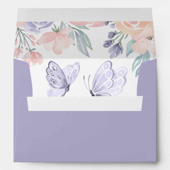 Pink Purple Floral Butterfly Envelope (Back (Bottom))