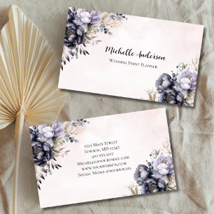 Pink Purple Floral Flowers Wedding Event Planner Business Card