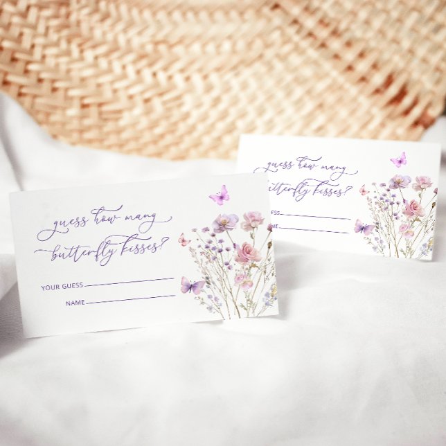 Pink Purple Floral Guess How Many Butterfly Kisses Enclosure Card (Creator Uploaded)