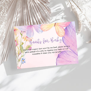 Pink Purple Floral Oh Baby Butterfly Baby shower Enclosure Card