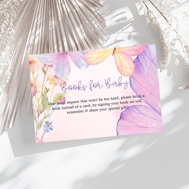 Pink Purple Floral Oh Baby Butterfly Baby shower  Enclosure Card (Creator Uploaded)
