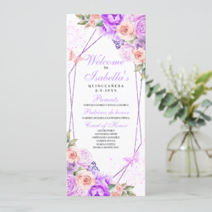 Pink & Purple Floral Quinceanera Program Invitation