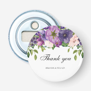 Pink Purple Floral Watercolor Wedding Thank You Bottle Opener